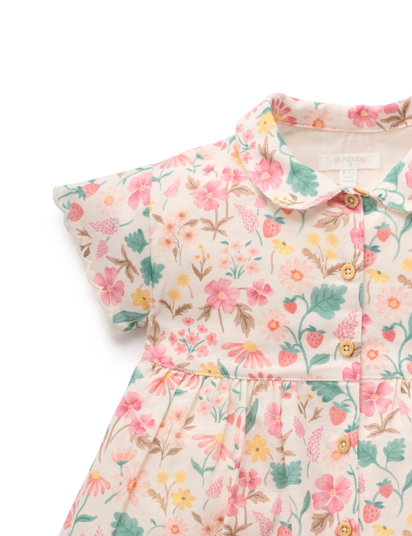 Linen Blend Shirt Dress - Strawberry Garden Floral