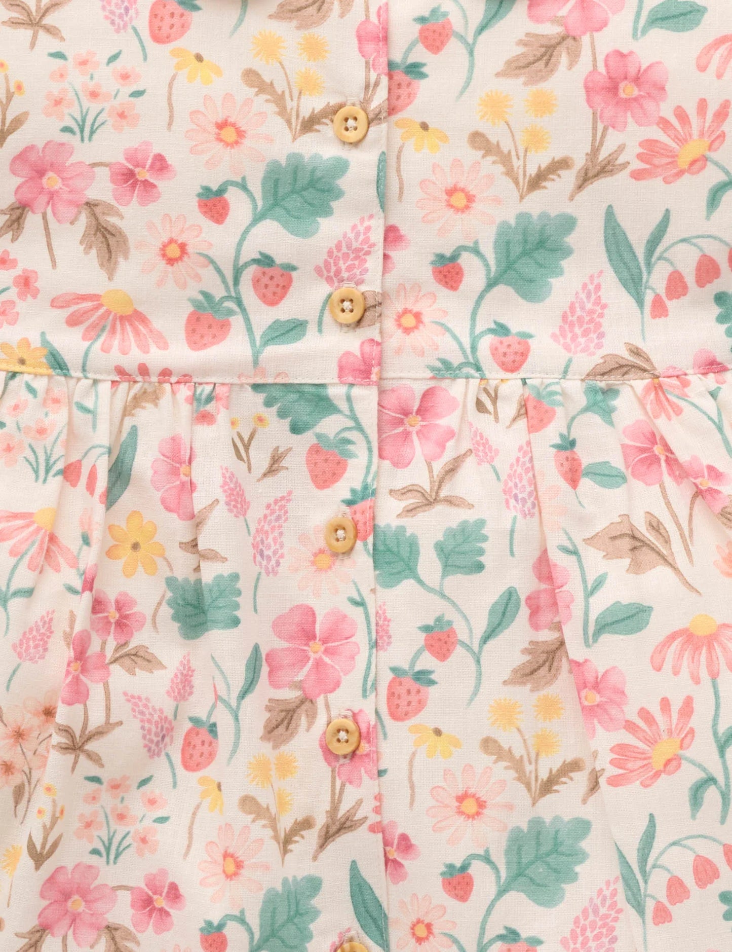 Linen Blend Shirt Dress - Strawberry Garden Floral