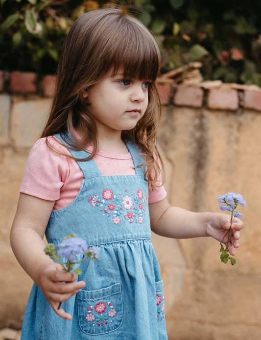 Embroidered Pinnie - Faded Denim