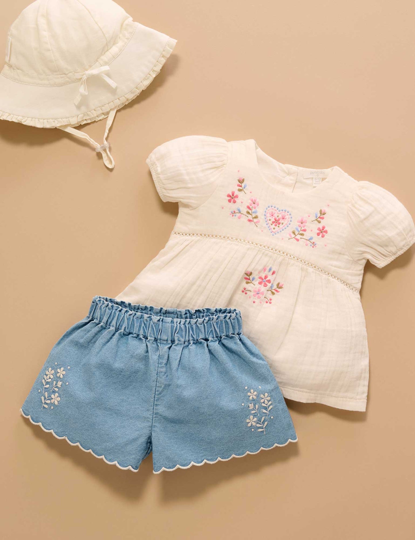 Scalloped Denim Shorts - Faded Denim