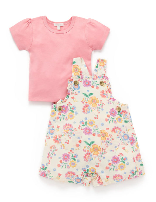 Linen Blend Overall Set - Mexican Floral