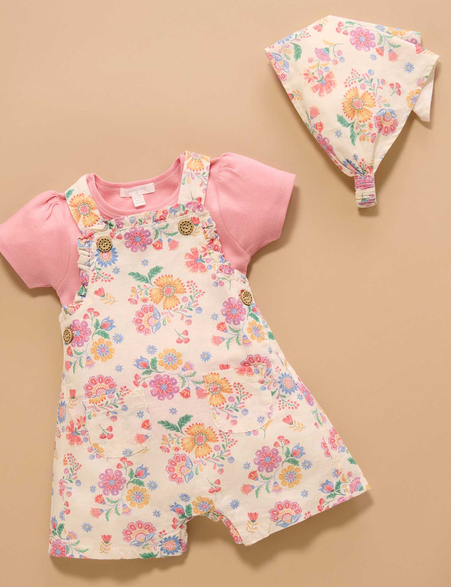Linen Blend Overall Set - Mexican Floral