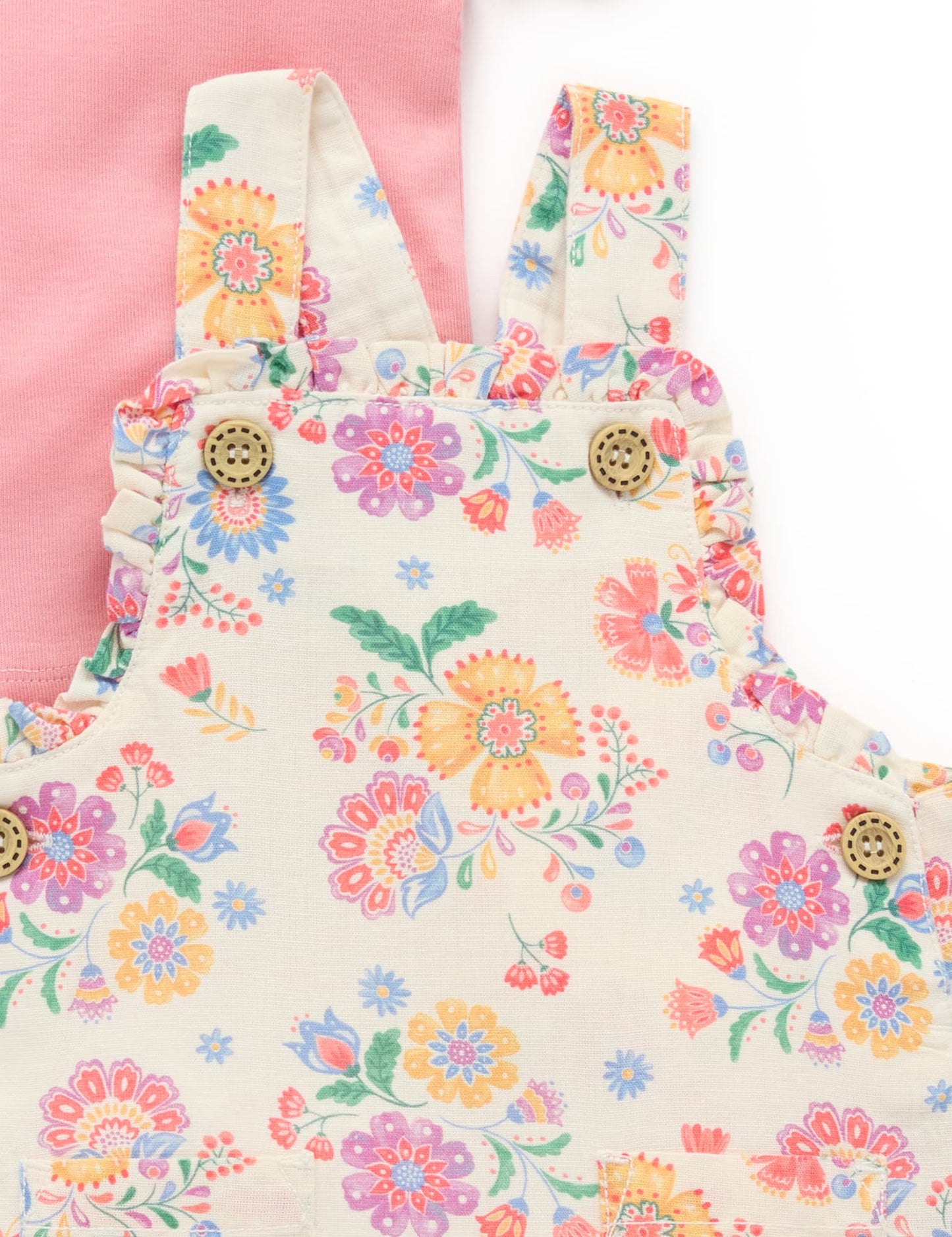 Linen Blend Overall Set - Mexican Floral