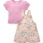 Linen Blend Overall Set - Strawberry Garden Floral