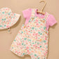 Linen Blend Overall Set - Strawberry Garden Floral