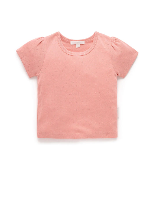 Pointelle Tee - Peach