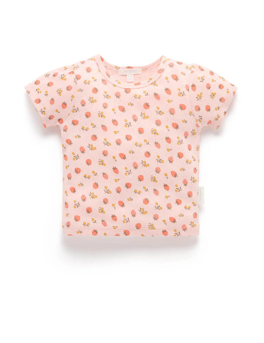 Pointelle Tee - Strawberry Print