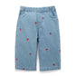 Embroidered Wide Leg Jeans - Large Strawberry Broderie