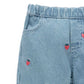 Embroidered Wide Leg Jeans - Large Strawberry Broderie