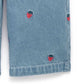 Embroidered Wide Leg Jeans - Large Strawberry Broderie