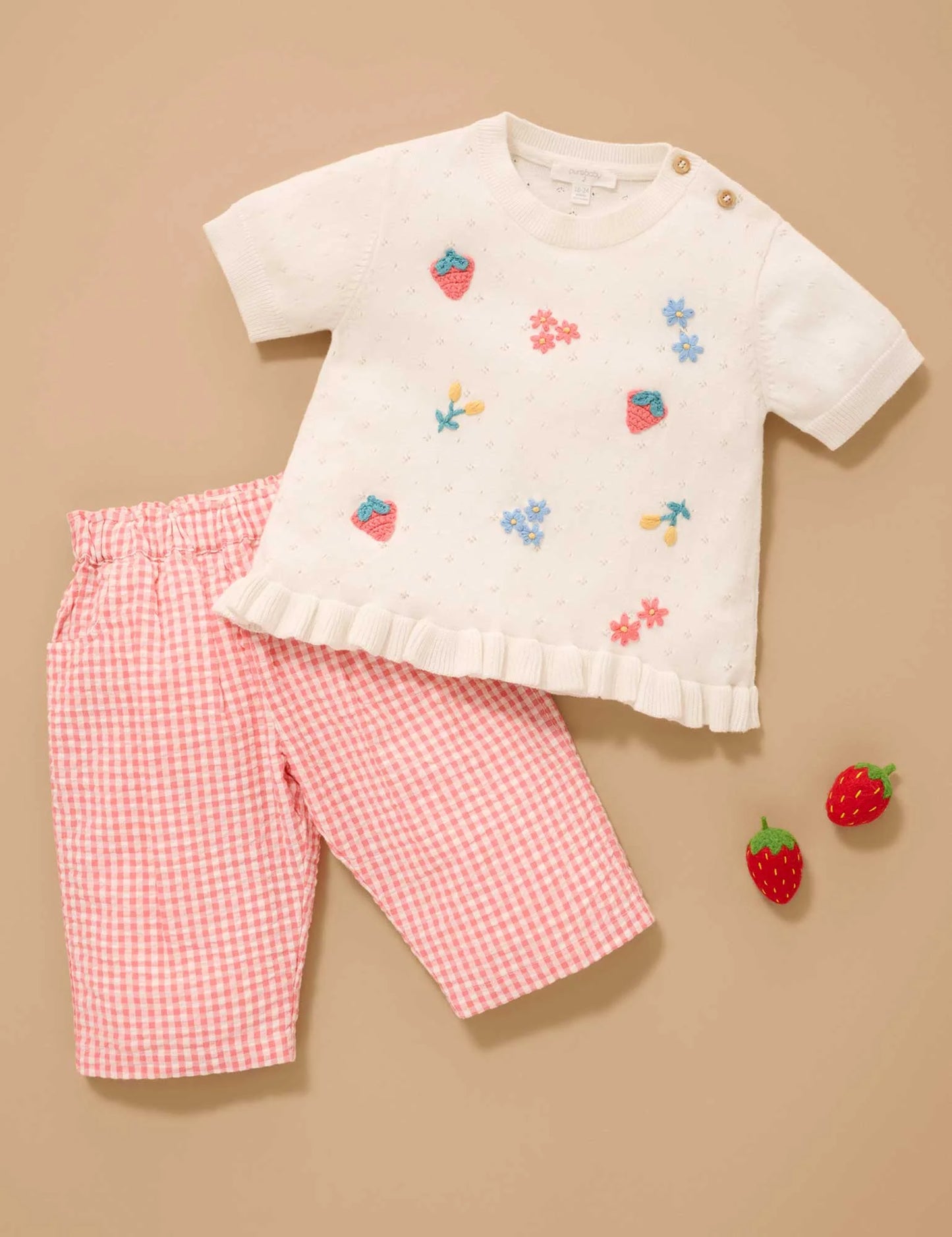 Gingham Baggy Pants - Pomegranate Gingham