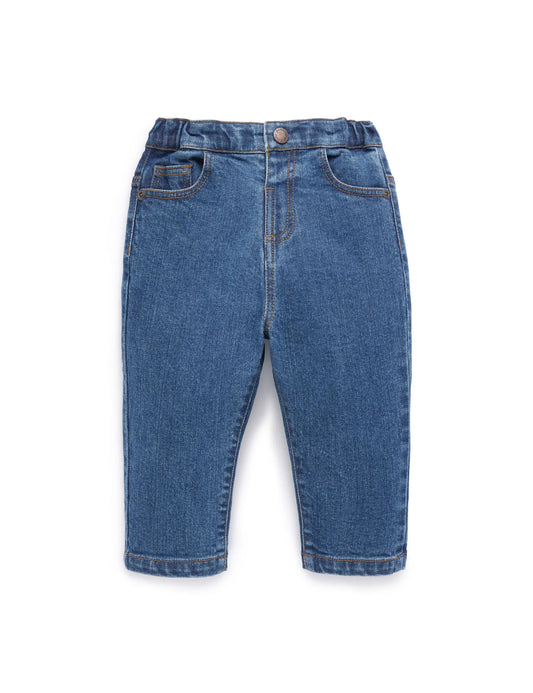 Straight Leg Jeans - Mid Denim
