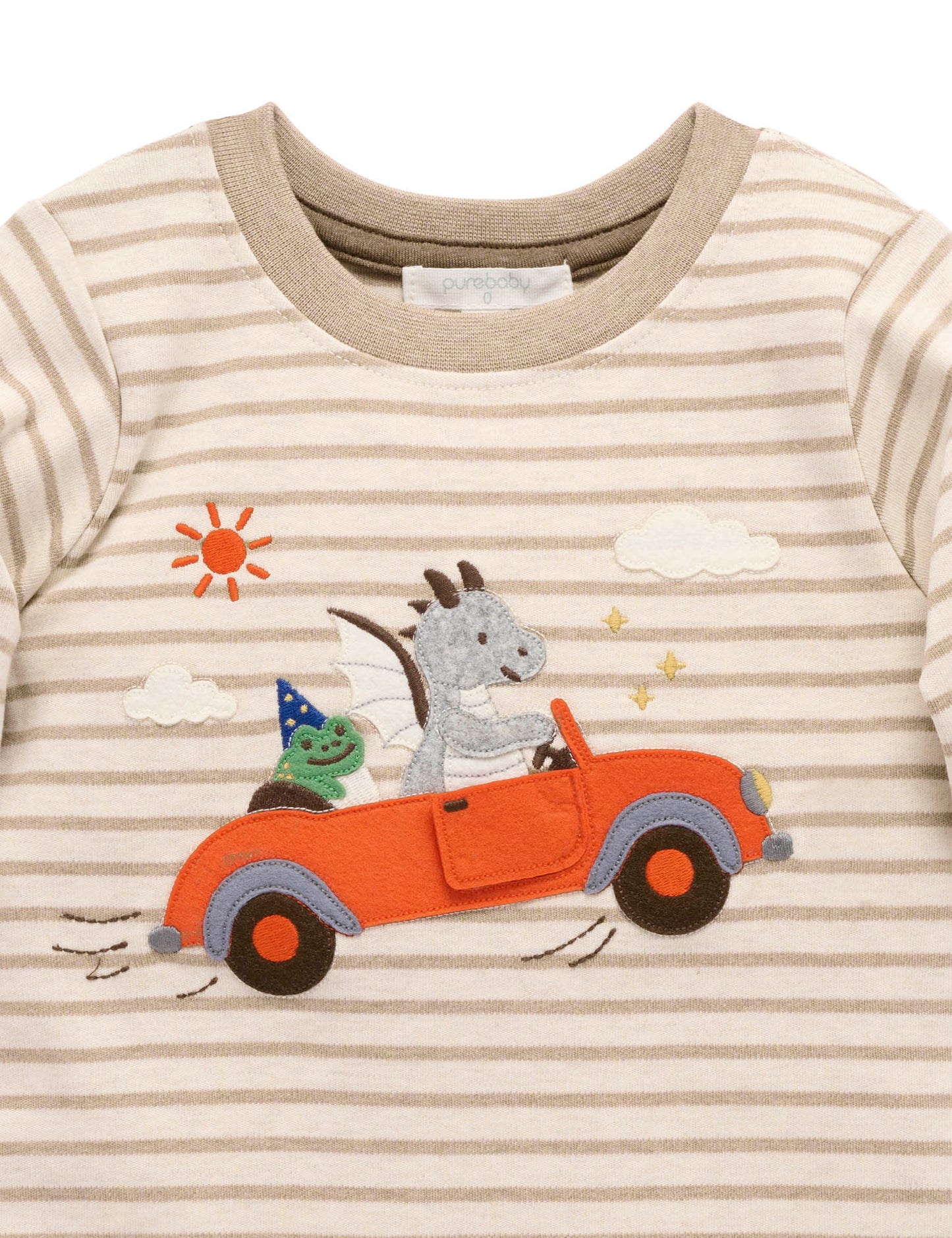 Flying Car Thick Tee - Mushroom Stripe