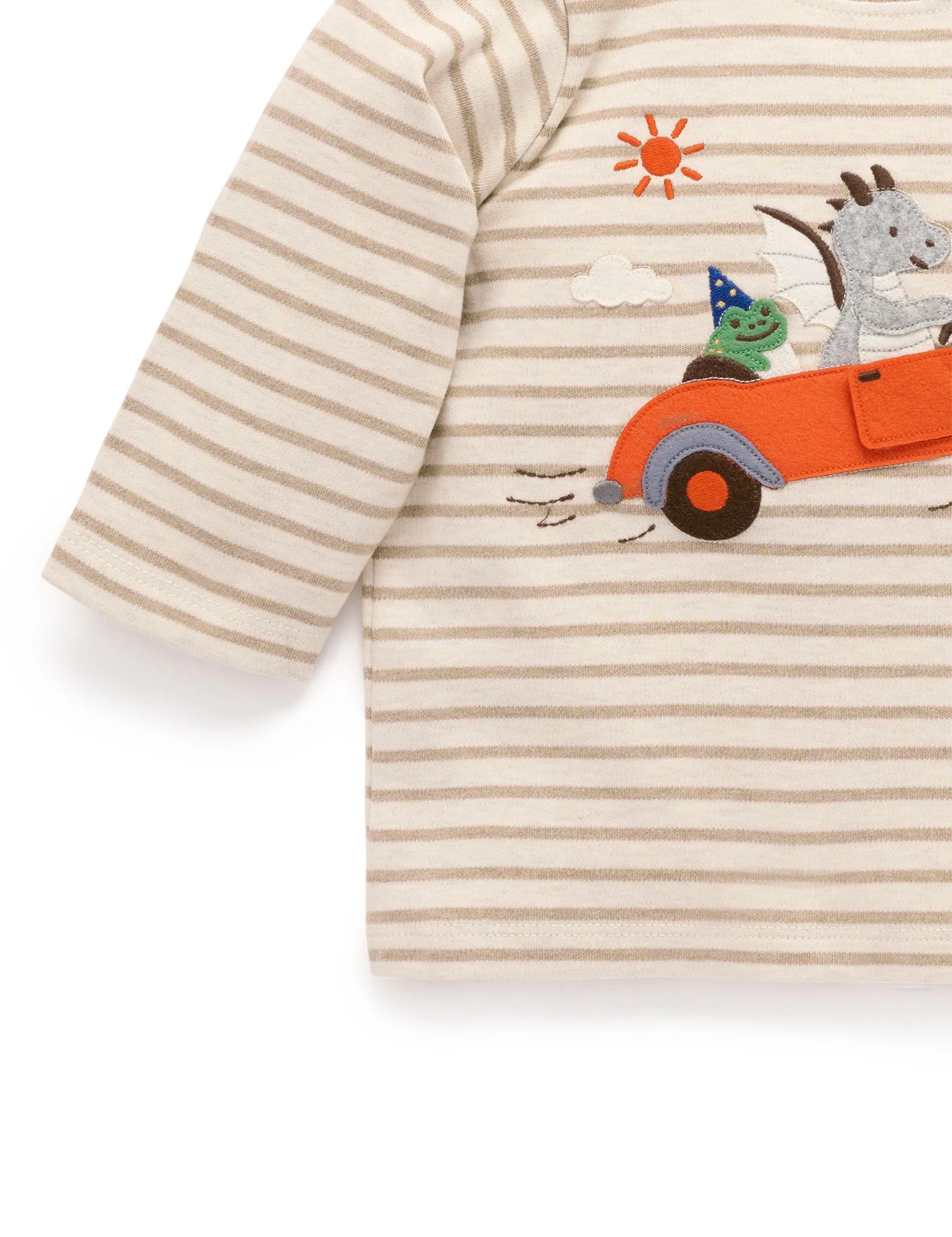 Flying Car Thick Tee - Mushroom Stripe