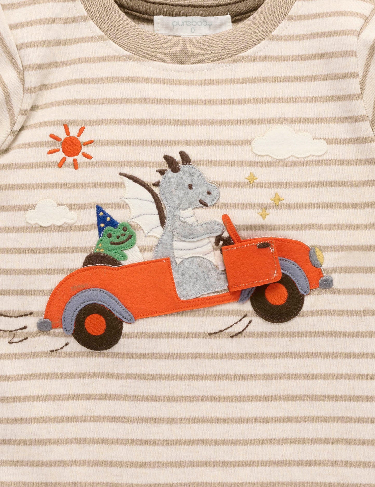 Flying Car Thick Tee - Mushroom Stripe