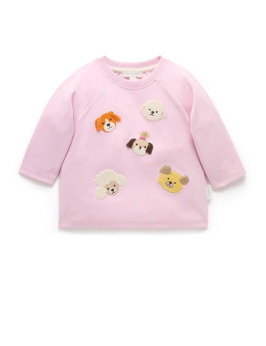 Thick Long Sleeve Puppy Tee - Petunia