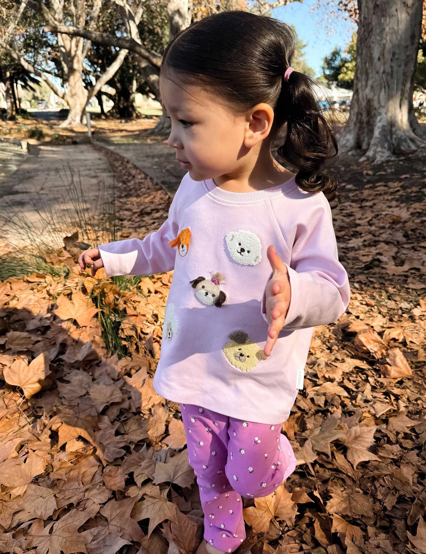 Thick Long Sleeve Puppy Tee - Petunia