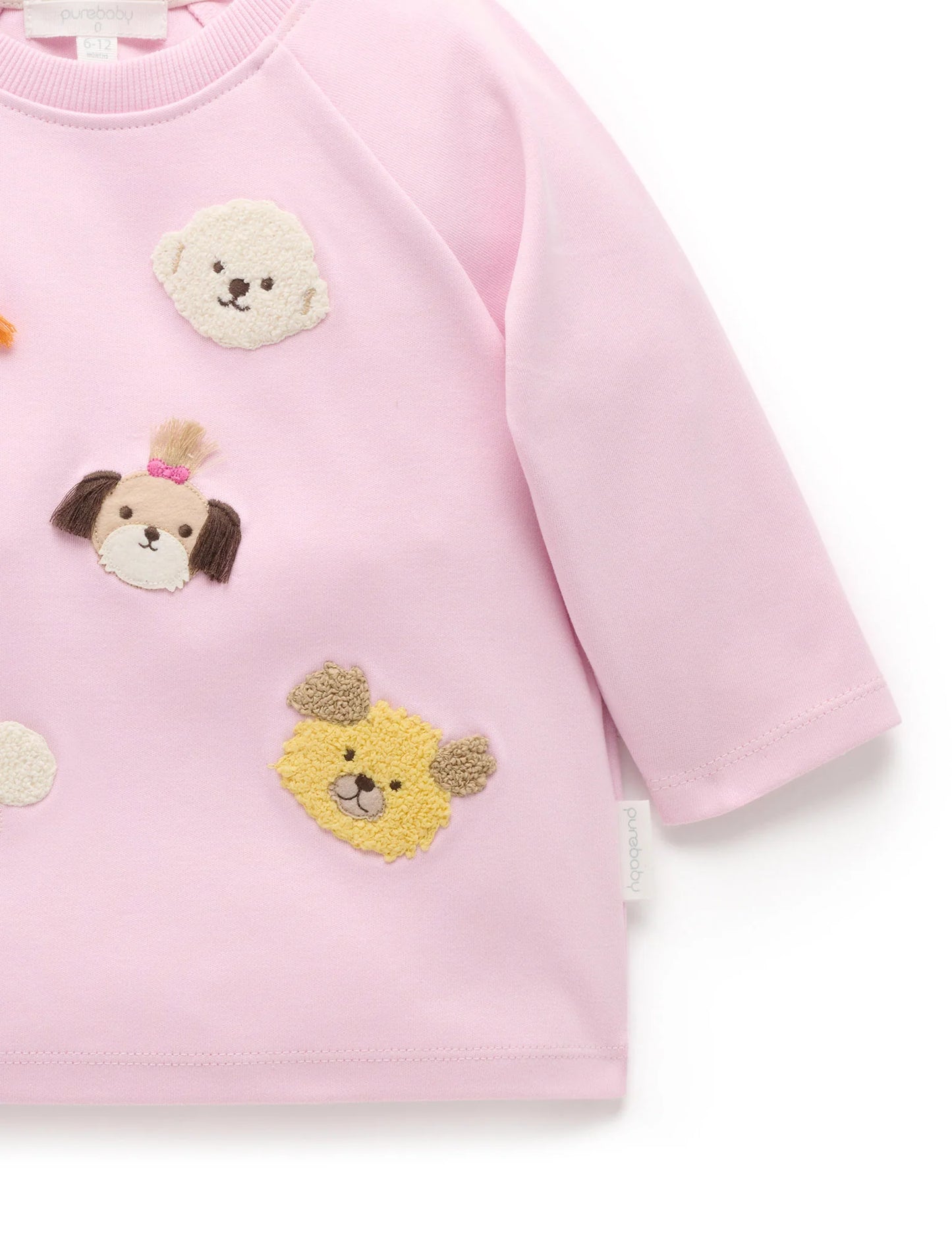 Thick Long Sleeve Puppy Tee - Petunia