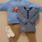 Henley Waffle Top - Blueberry Stripe