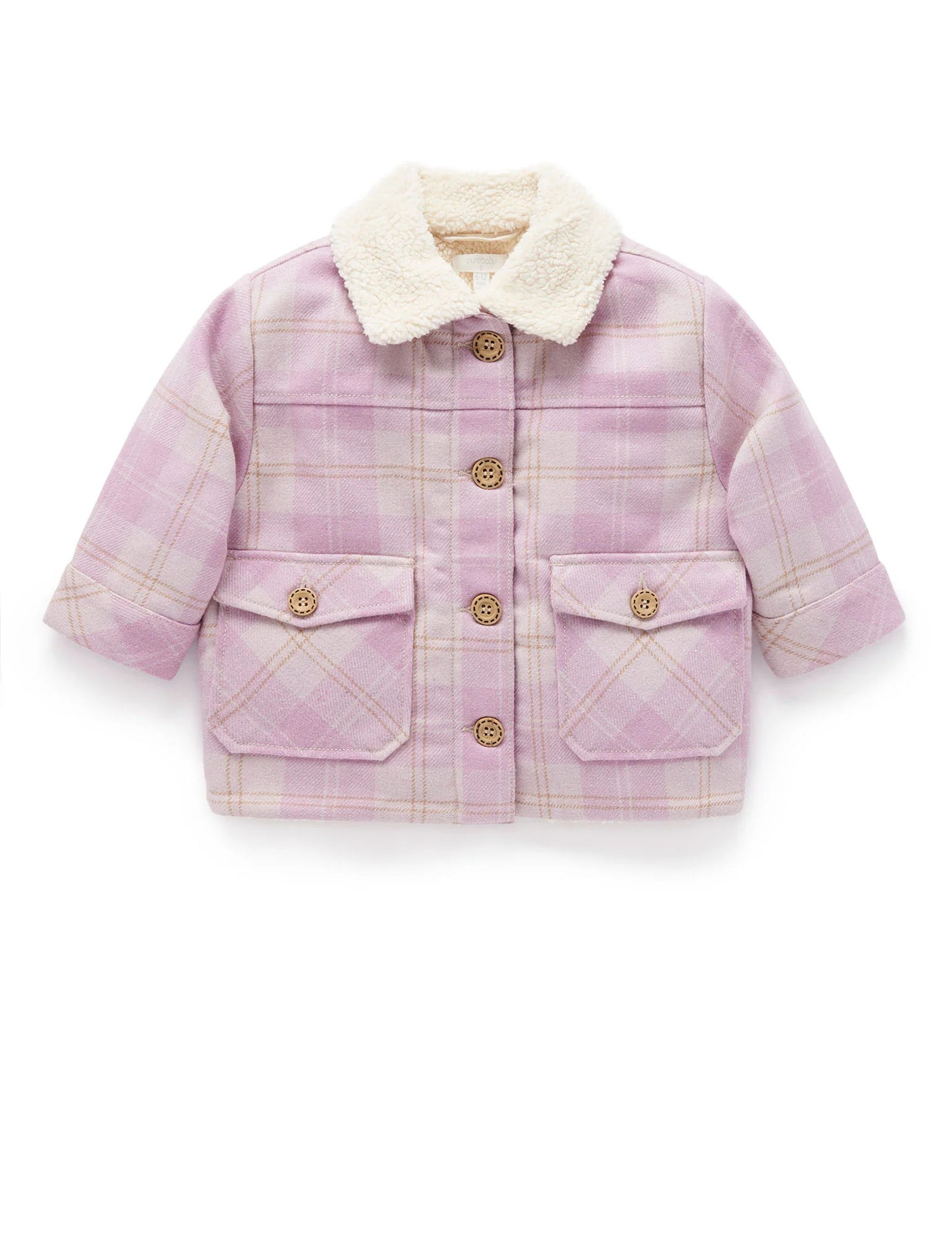 Check Sherpa Jacket - Purple