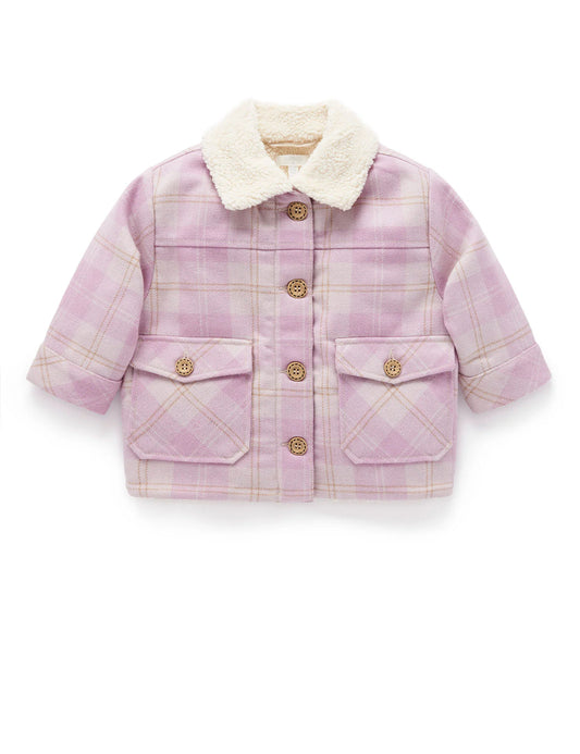 Check Sherpa Jacket - Purple
