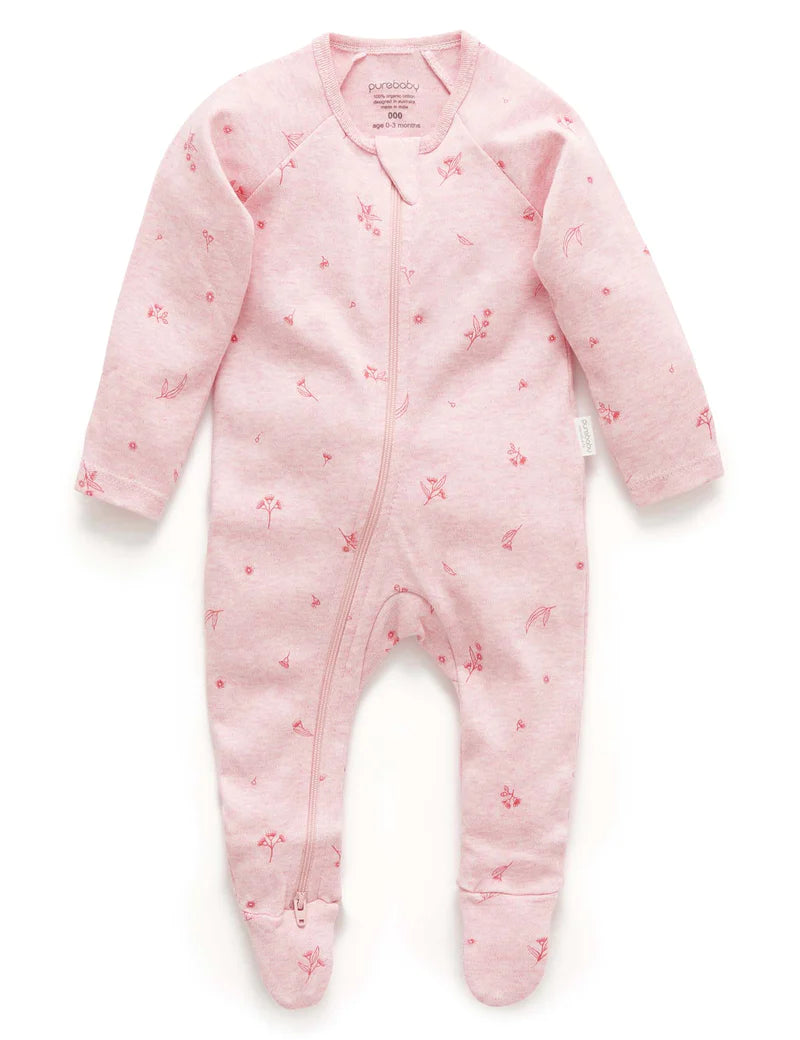Peony Blossom Zip Growsuit - Pink