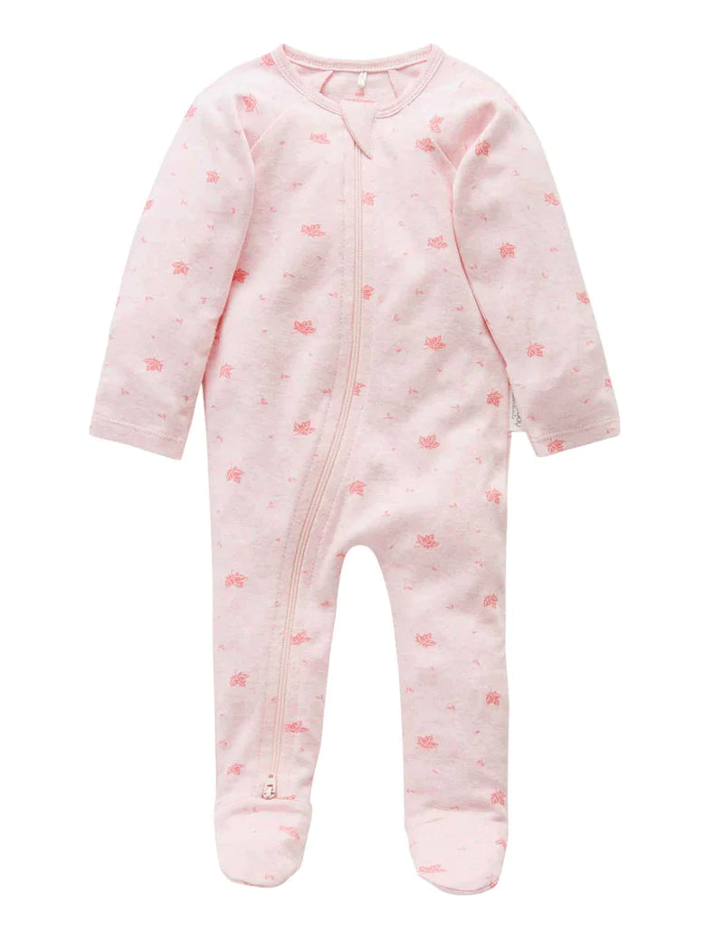 Leaf Zip Growsuit - Pale Pink