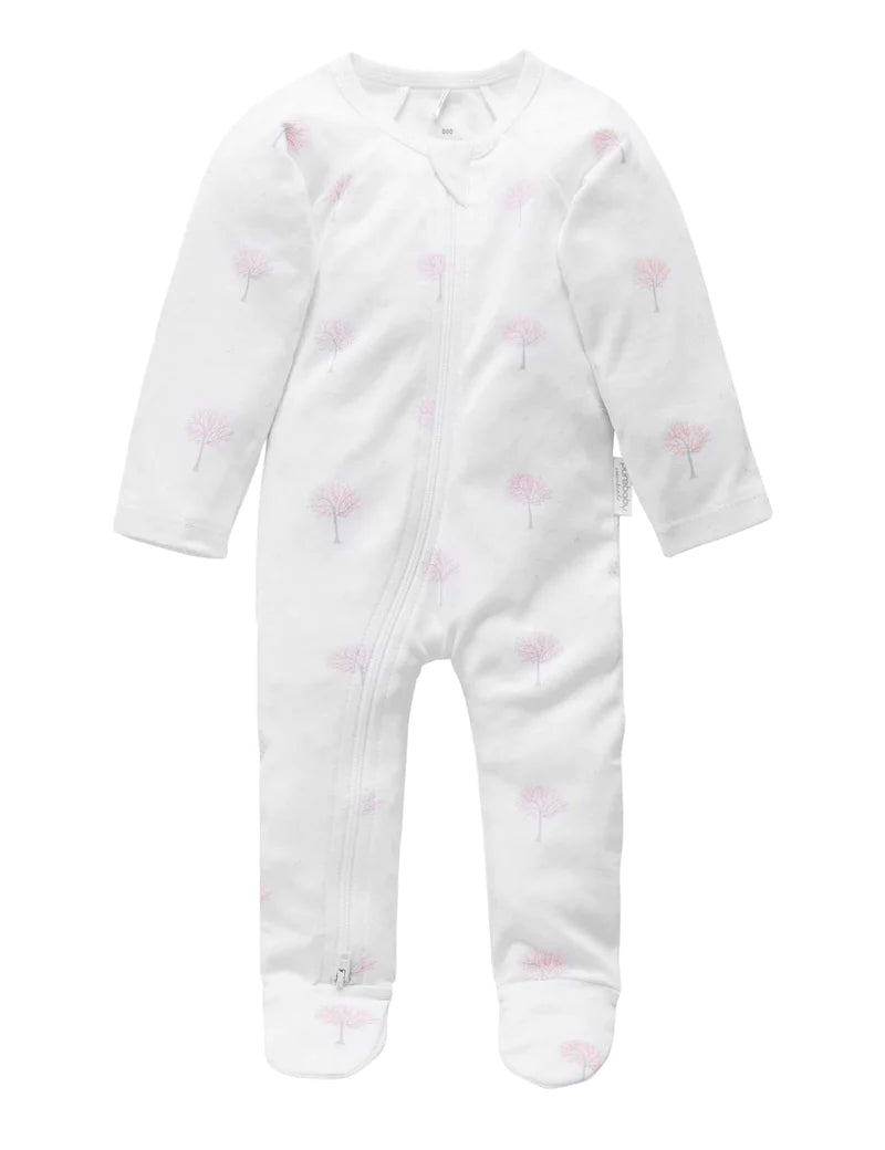 Tree Zip Growsuit - Pale Pink