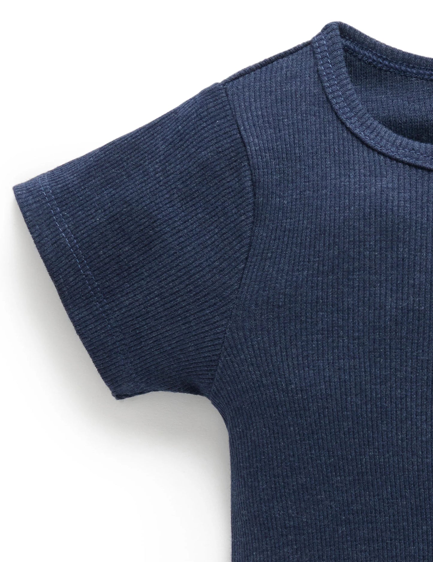 Short Ribbed Zip Growsuit - Navy Melange