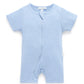 Short Ribbed Zip Growsuit - Pale Blue Melange