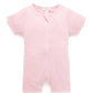 Short Ribbed Zip Growsuit - Pale Pink Melange