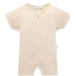 Short Ribbed Zip Growsuit - Wheat Melange