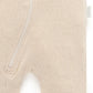 Short Ribbed Zip Growsuit - Wheat Melange
