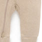 Ribbed Zip Growsuit - Biscuit Melange