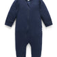 Ribbed Zip Growsuit - Navy Melange