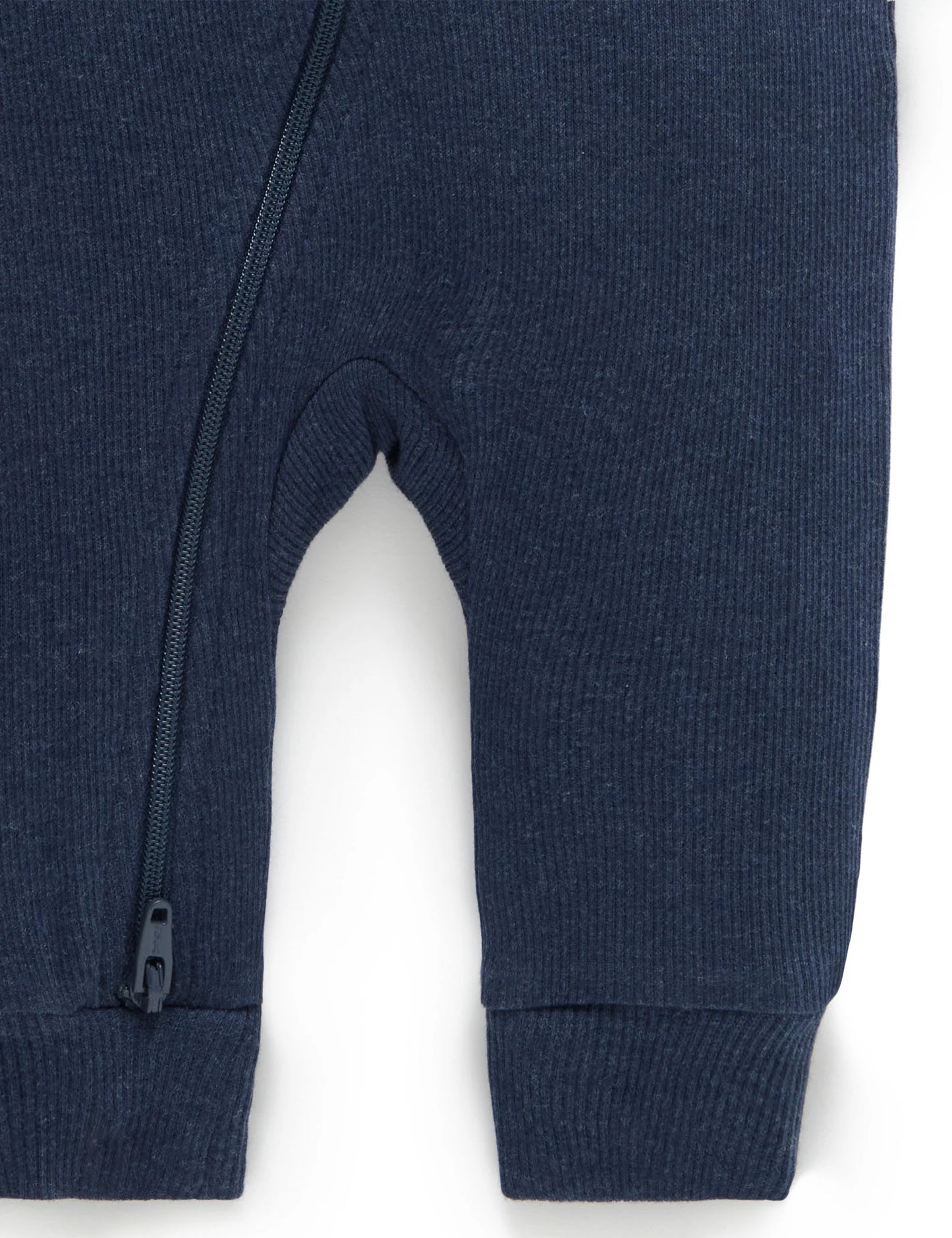 Ribbed Zip Growsuit - Navy Melange