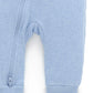 Ribbed Zip Growsuit - Pale Blue Melange