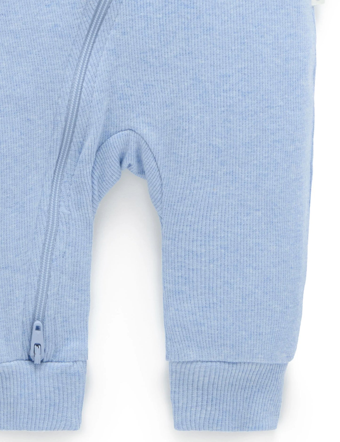 Ribbed Zip Growsuit - Pale Blue Melange