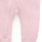 Ribbed Zip Growsuit - Pale Pink Melange