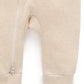 Ribbed Zip Growsuit - Wheat Melange