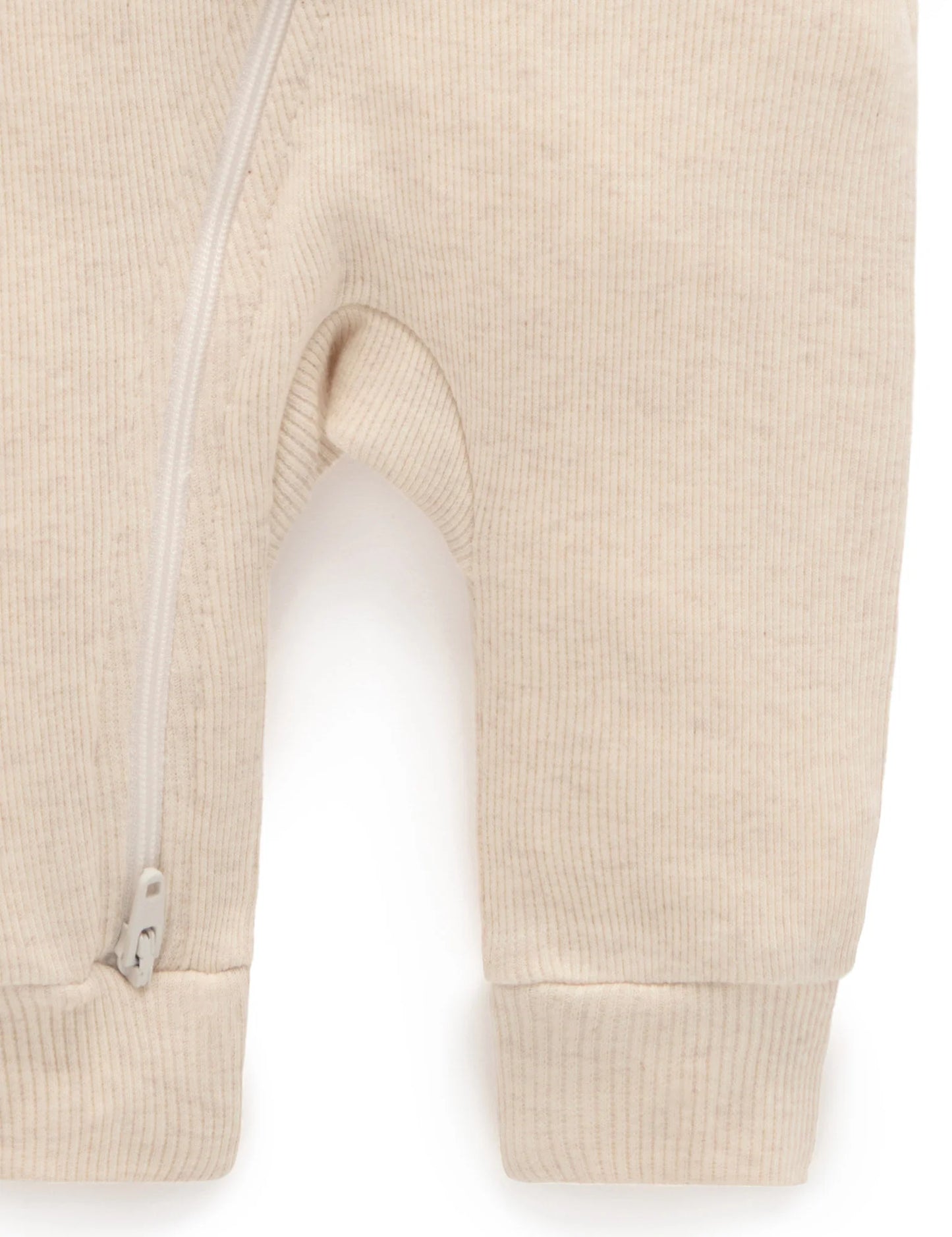 Ribbed Zip Growsuit - Wheat Melange