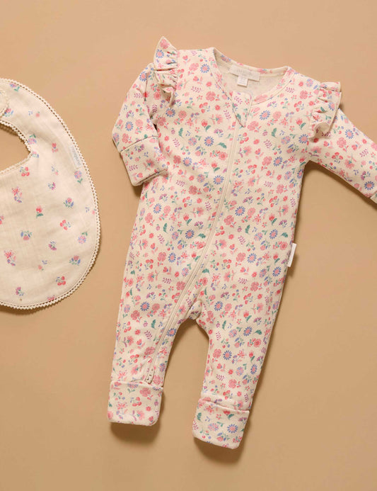 Printed Zip Growsuit - Floral  Print