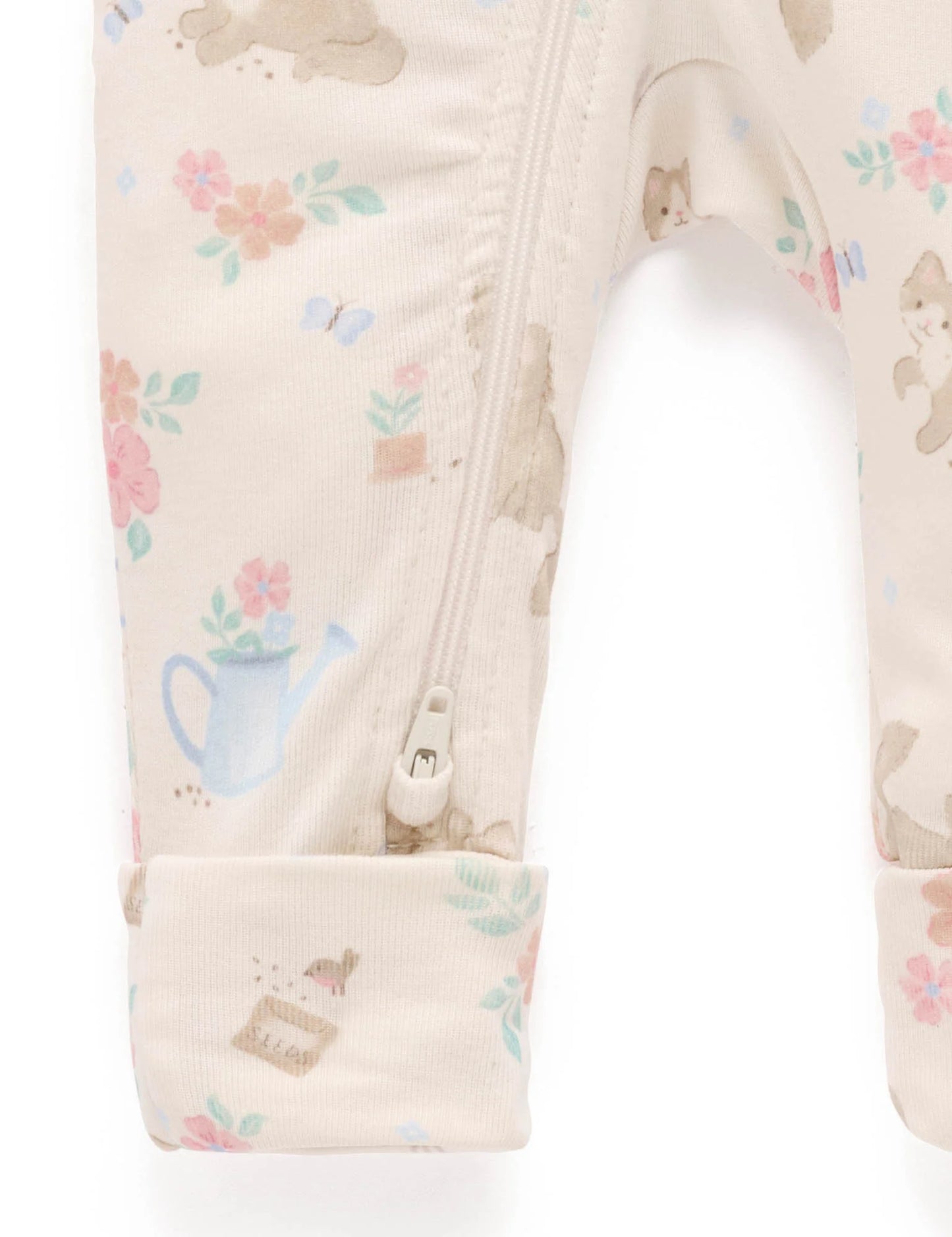 Zip Growsuit - Garden Kitten Print