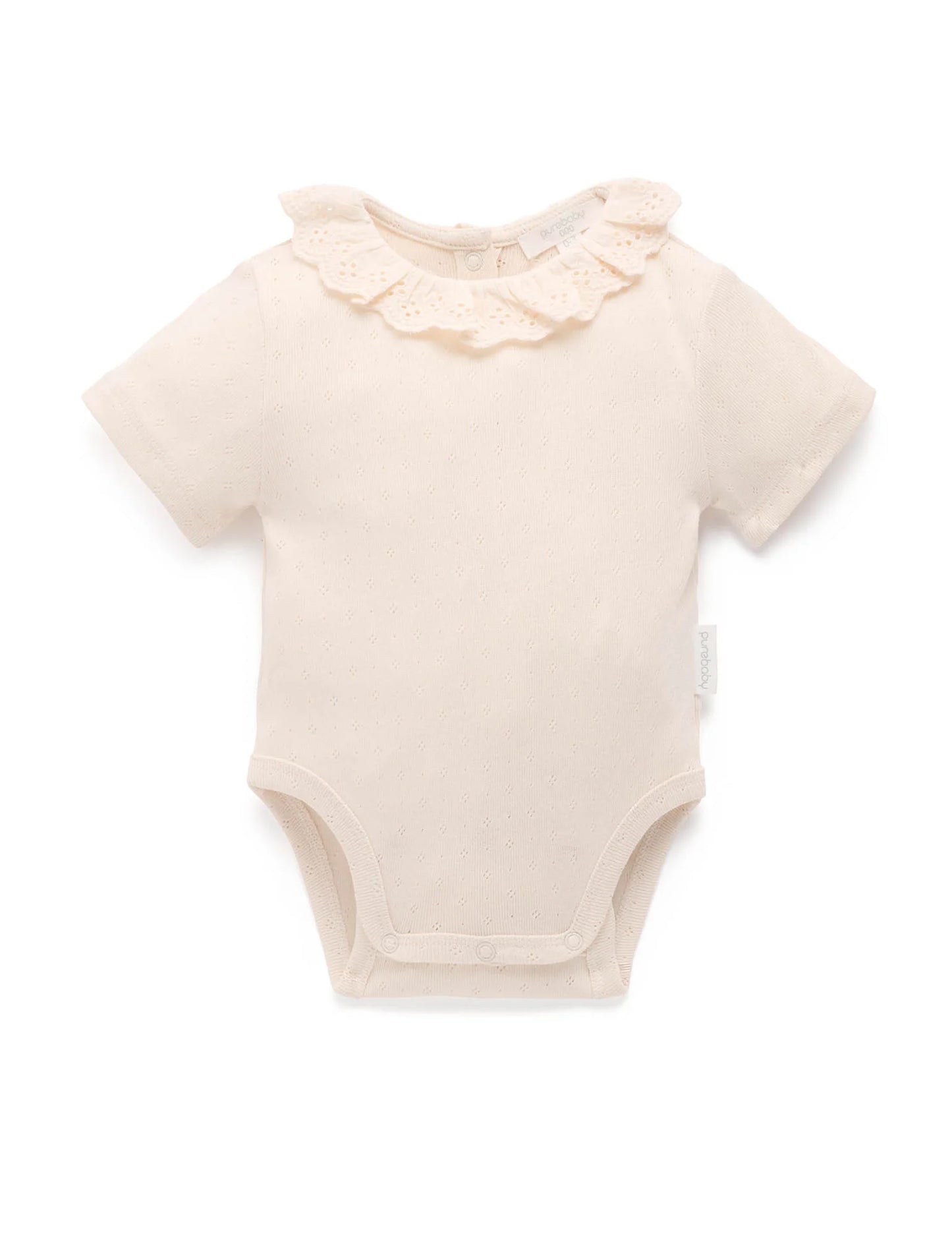 Pointelle Ruffle Bodysuit - Cloud