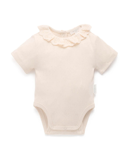 Pointelle Ruffle Bodysuit - Cloud