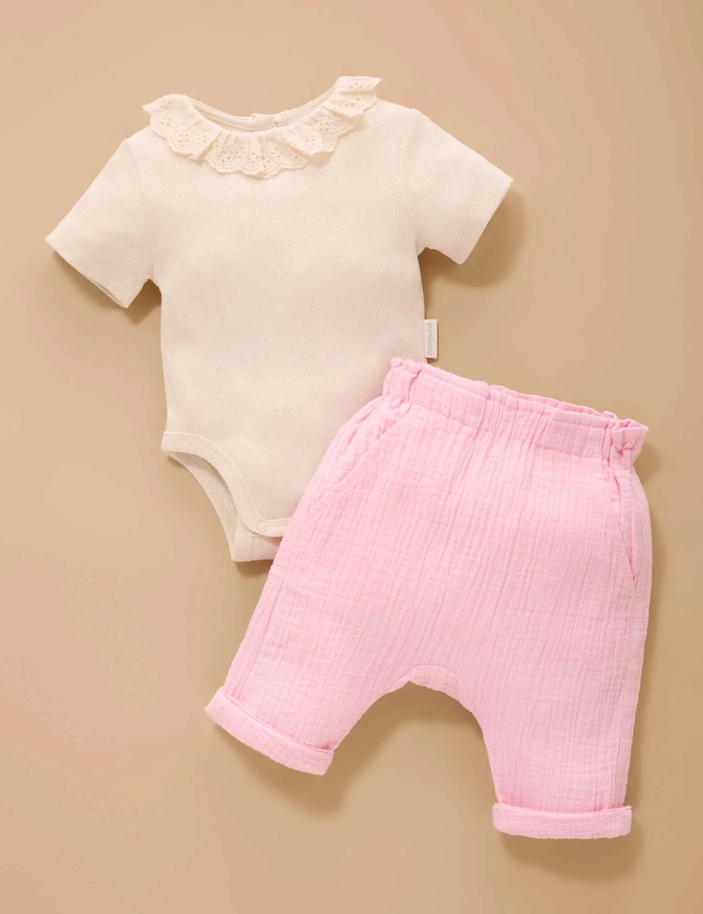 Pointelle Ruffle Bodysuit - Cloud