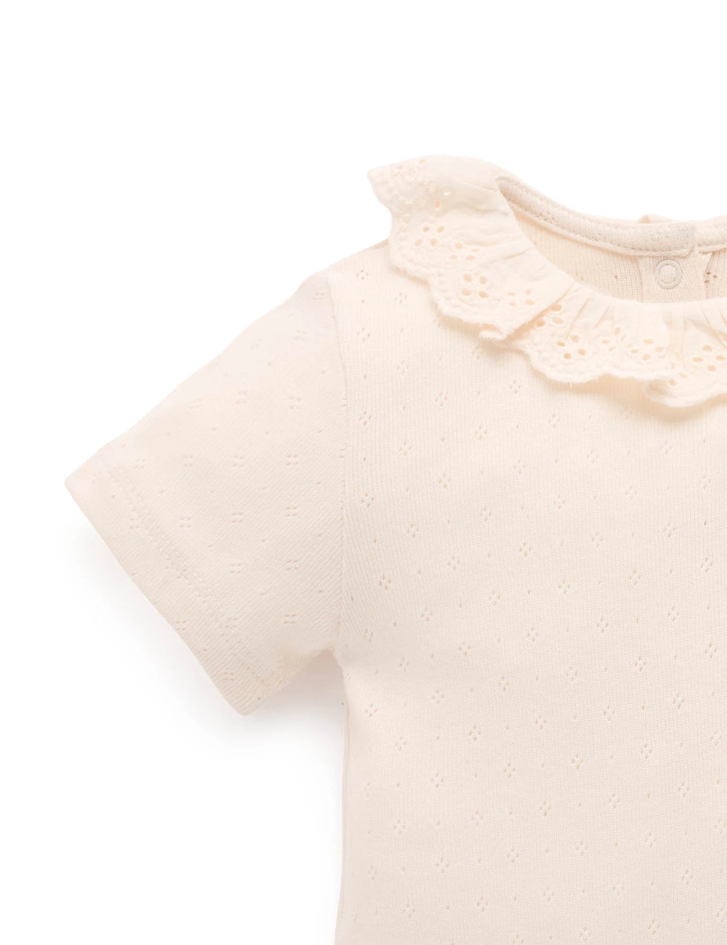 Pointelle Ruffle Bodysuit - Cloud