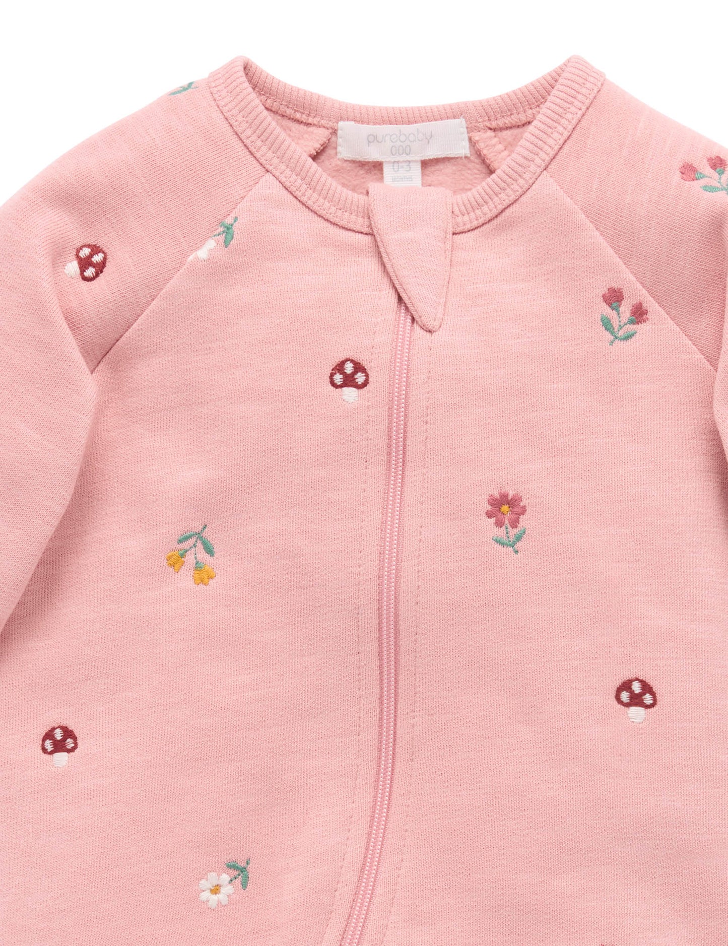 Embroidered Fleece Growsuit - Blush Forest
