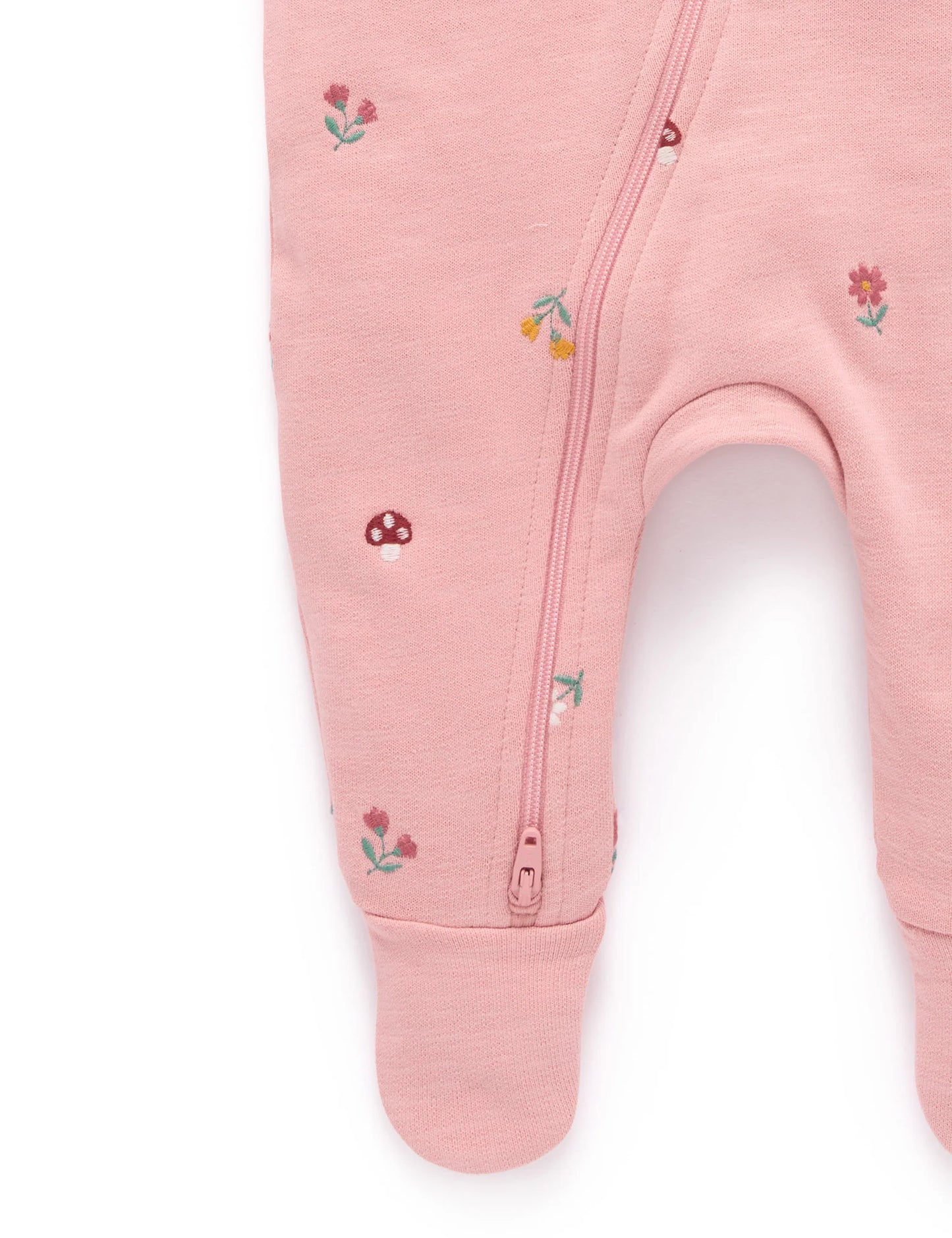 Embroidered Fleece Growsuit - Blush Forest