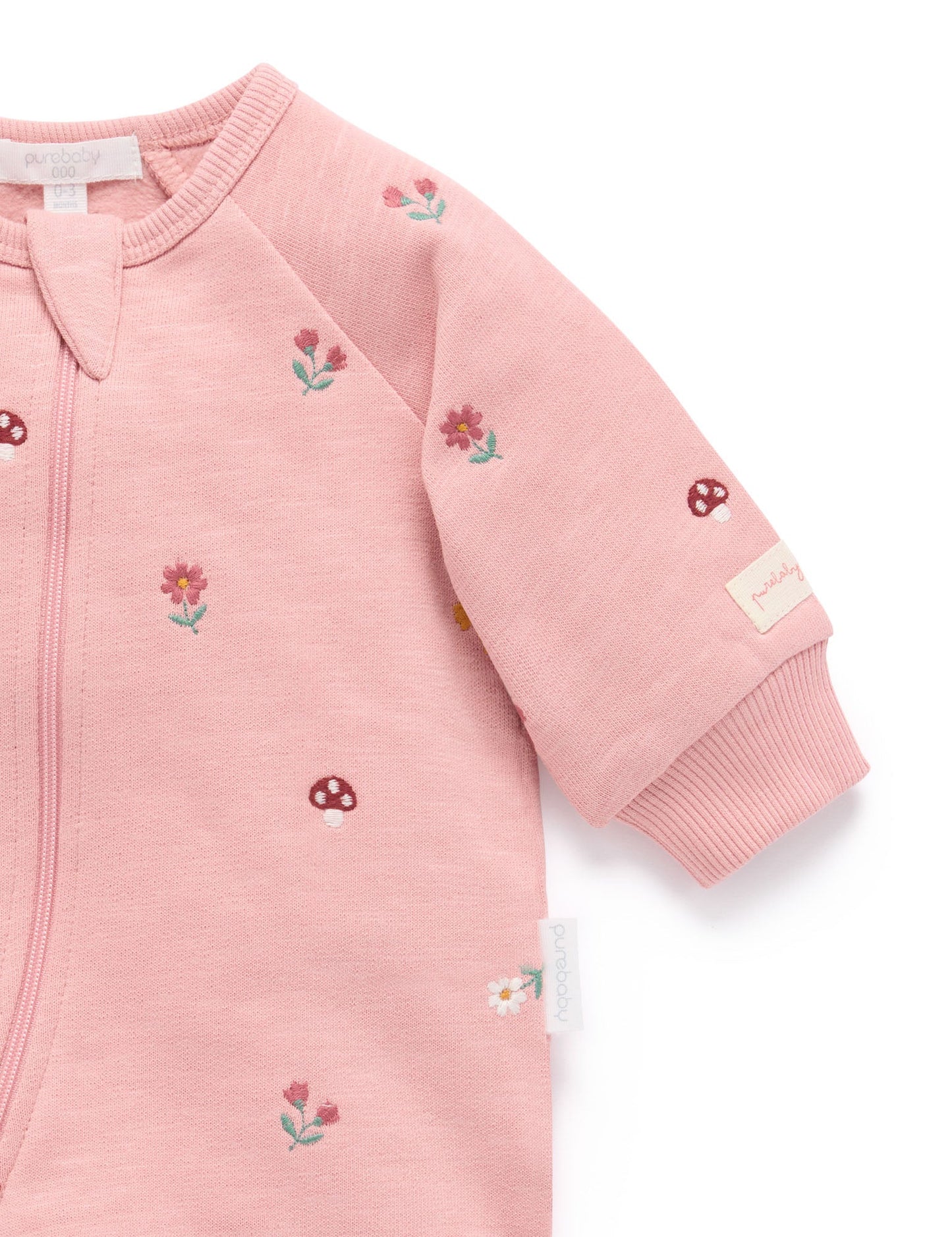 Embroidered Fleece Growsuit - Blush Forest
